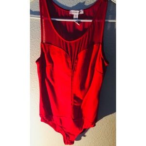 Sheer Mesh Red Bodysuit